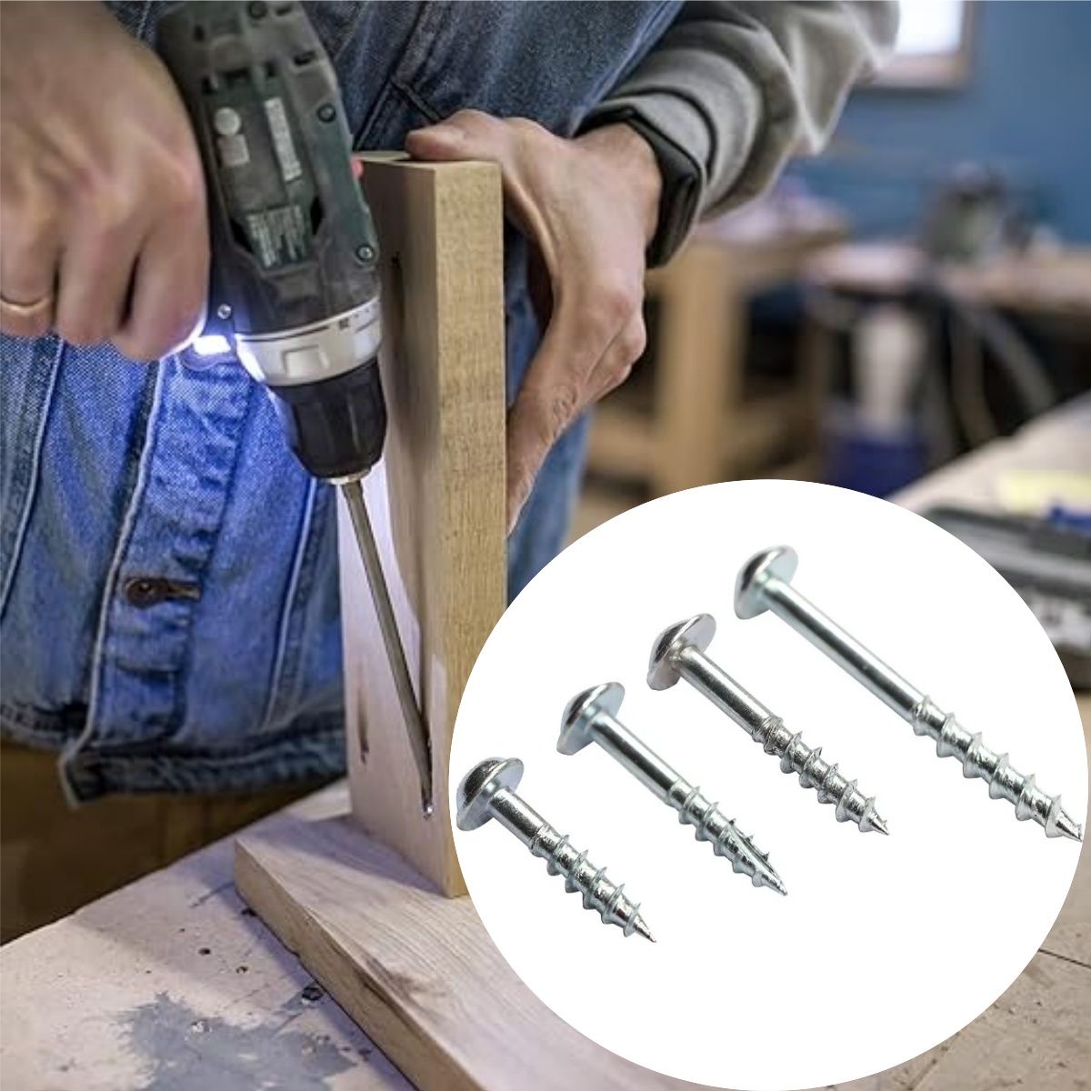 Pocket Hole Jig - Vis à trous obliques Phillips zinguées,
